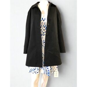 Towne Collection Black Trench Coat Mid Length Button Front Car Coat Womens M